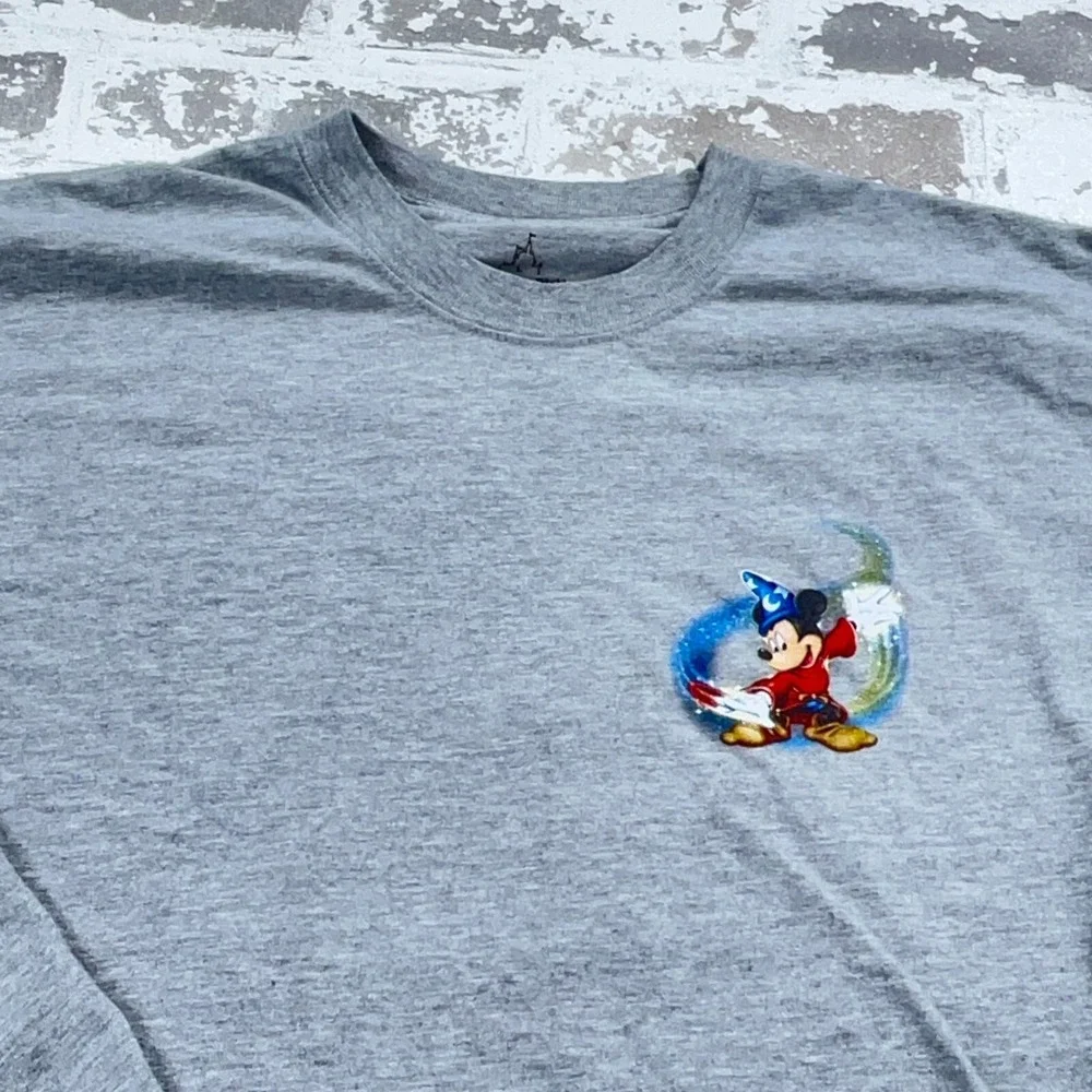 Disney Shirt Men Large Gray Tee Mickey Fantasia Long Sleeve Spell Out Retro * - Picture 6 of 13